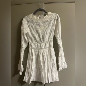 Free People White Long Sleeve Dress - Size 4 Damaged - Read Description.